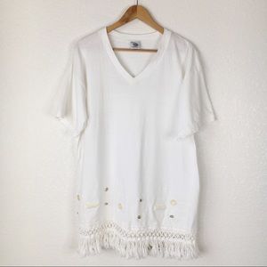 Vintage Cesucci White Beaded Art to Wear T-Shirt